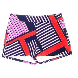 Like New Express 0 Pink Red Mid Rise Shorts Geometric Graphic Color Block Print